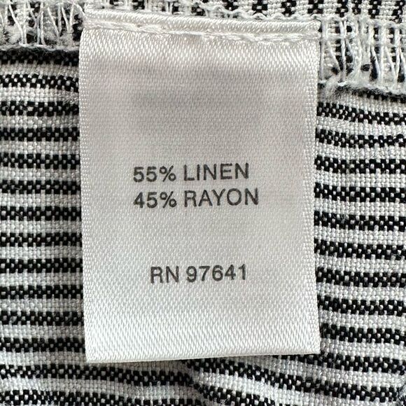 J. Jill Linen Blend White Gray Striped Pull On Pants - Picture 10 of 12